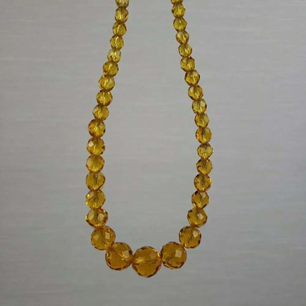 VTG Canary Yellow Faceted Graduated Glass Bead 13.5